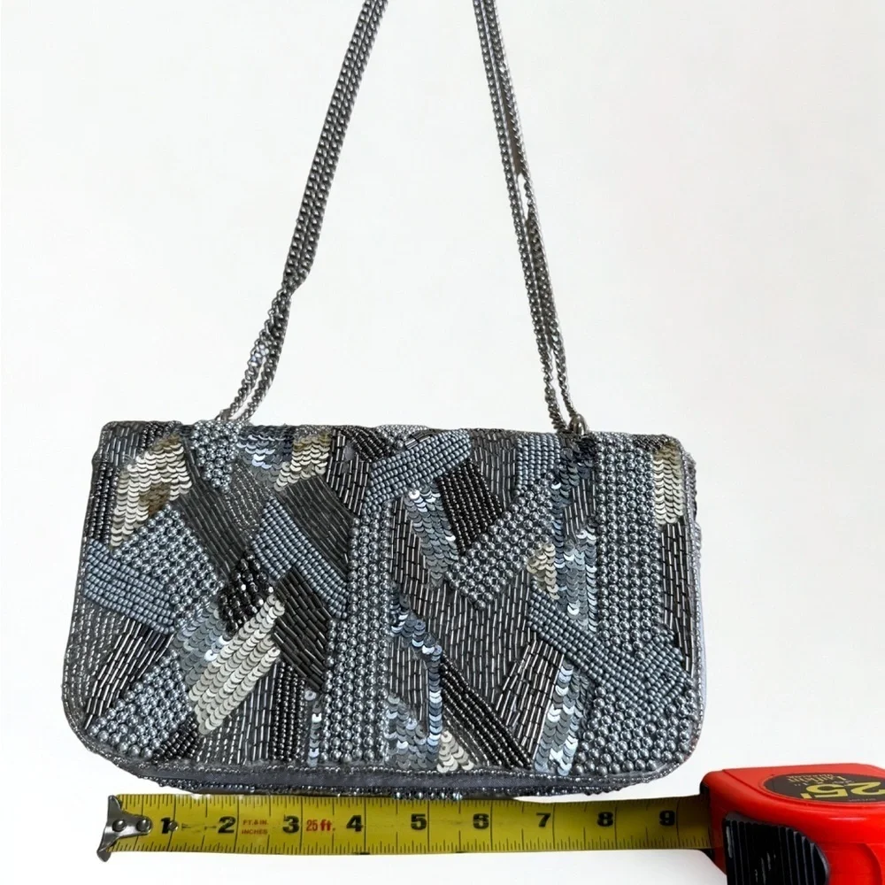 Elegant Silver and Gold Beaded Women's Bag - Picture 3 of 9